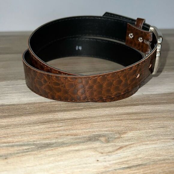 Retro Wide Belt Womens 14 Gold Tone  And Brown  Snake Print ClassicCore Office - Picture 4 of 6